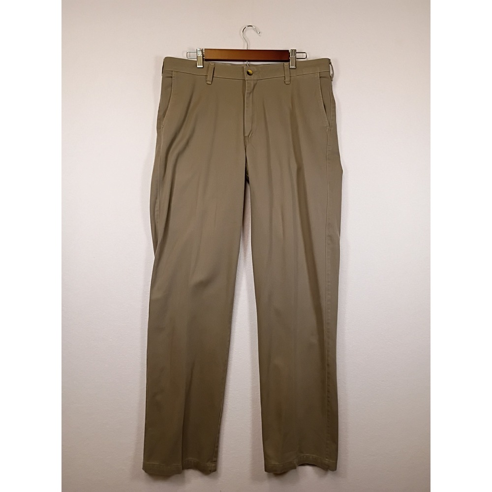 Western Cowboy Core Wrangler Mens 34x34 Khaki Riata Pleated Cotton Trousers